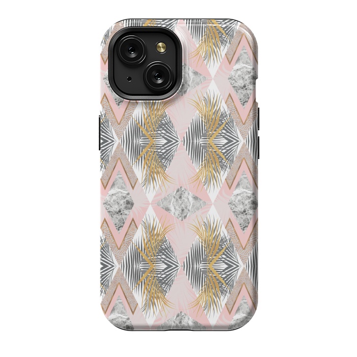 iPhone 15 StrongFit Marbled tropical geometric pattern II by Mmartabc