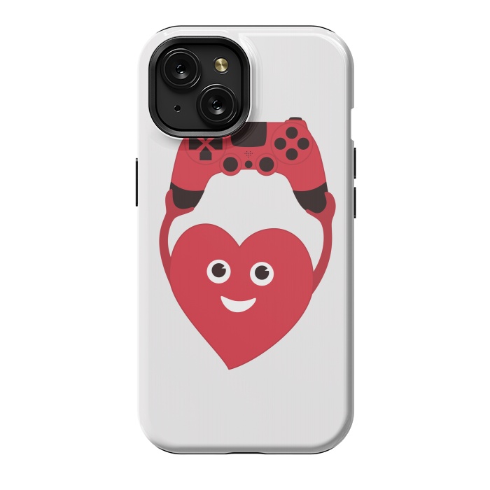 iPhone 15 StrongFit Cute Geek Gamer Heart by Boriana Giormova