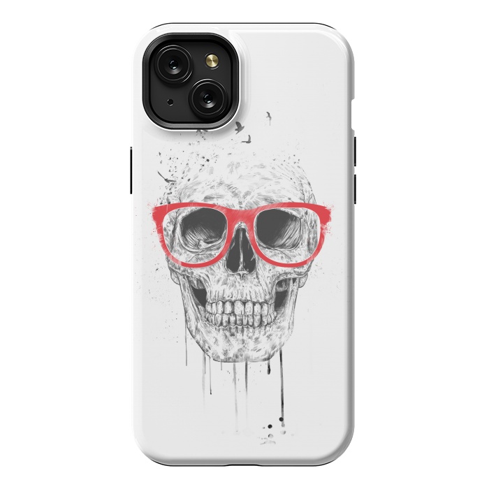 iPhone 15 Plus StrongFit Skull with red glasses by Balazs Solti