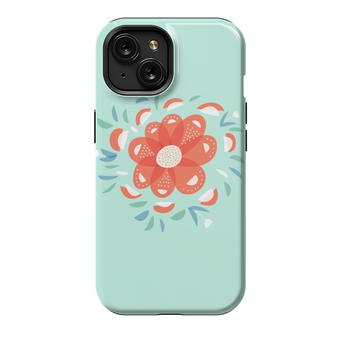 iPhone 15 StrongFit Whimsical Decorative Red Flower by Boriana Giormova