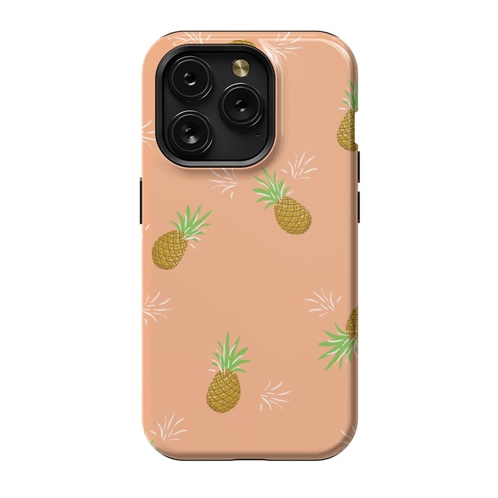 iPhone 15 Pro StrongFit Pineapples in Guava by Zoe Charlotte