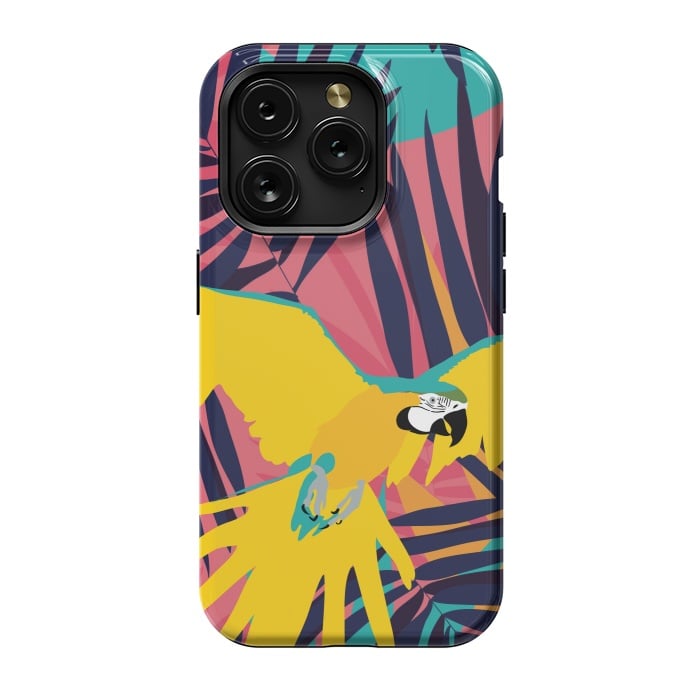 iPhone 15 Pro StrongFit Tropical Macaw by Zoe Charlotte