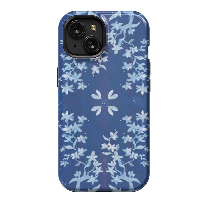 iPhone 15 StrongFit Indigo Floral by Zoe Charlotte