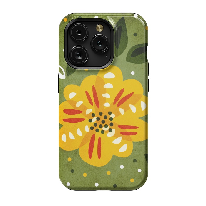 iPhone 15 Pro StrongFit Abstract Yellow Spring Flower by Boriana Giormova