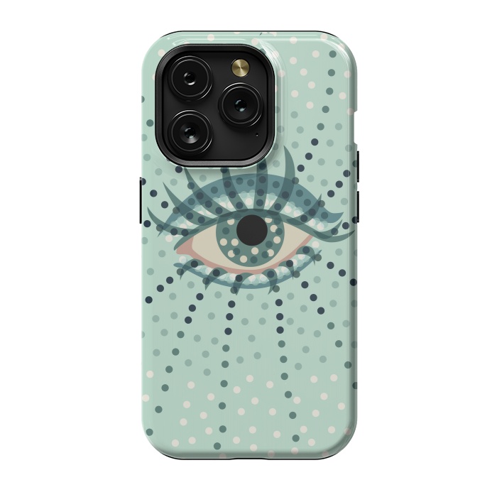 iPhone 15 Pro StrongFit Beautiful Abstract Dotted Blue Eye by Boriana Giormova