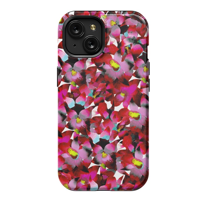 iPhone 15 StrongFit Red Floral by Amaya Brydon