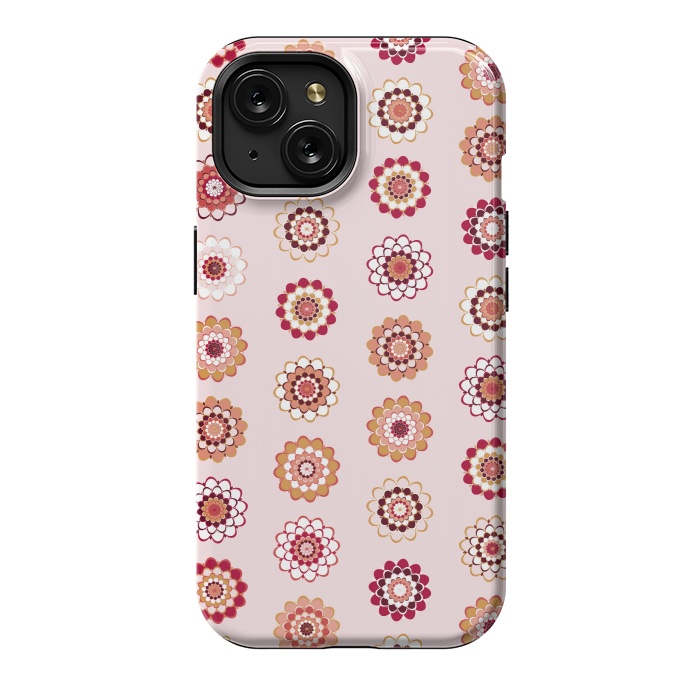 iPhone 15 StrongFit Polka Dot Mandala Flowers by Paula Ohreen