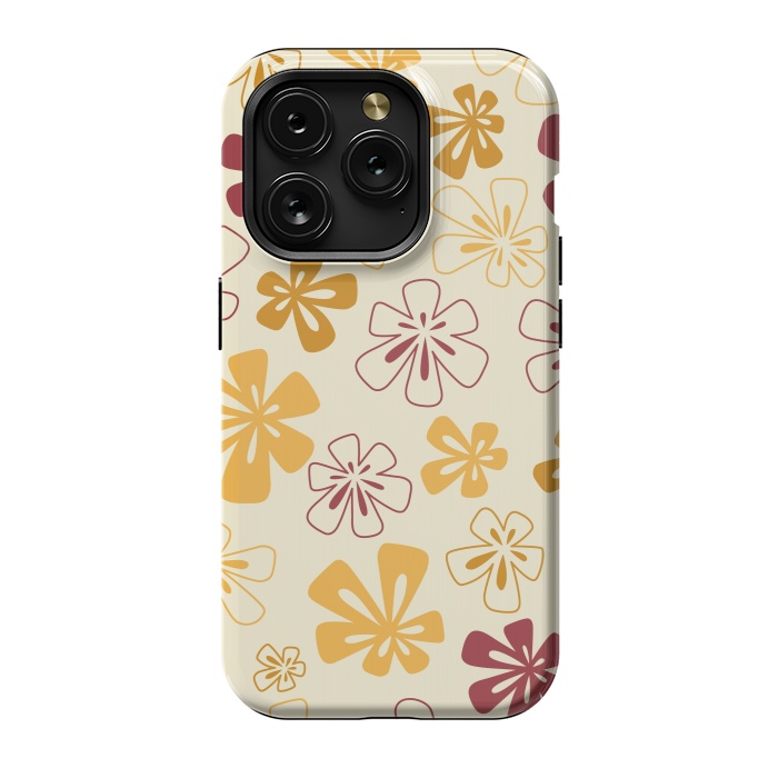 iPhone 15 Pro StrongFit Gold Funky Flowers by Paula Ohreen