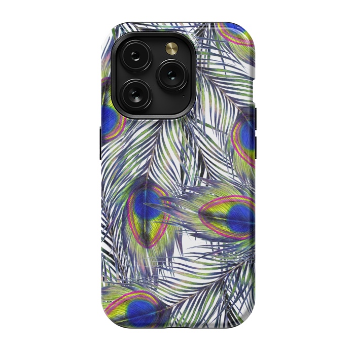 iPhone 15 Pro StrongFit Peacock Feathers Pattern by ECMazur 