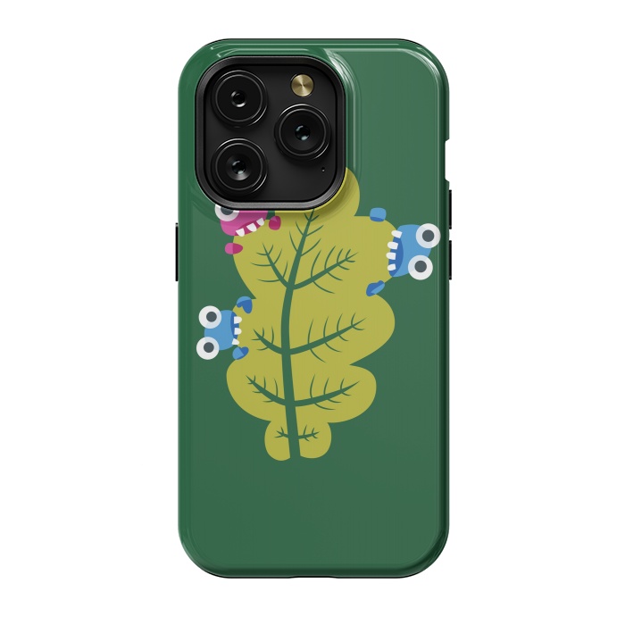 iPhone 15 Pro StrongFit Cute Cartoon Bugs Eat Green Leaf by Boriana Giormova
