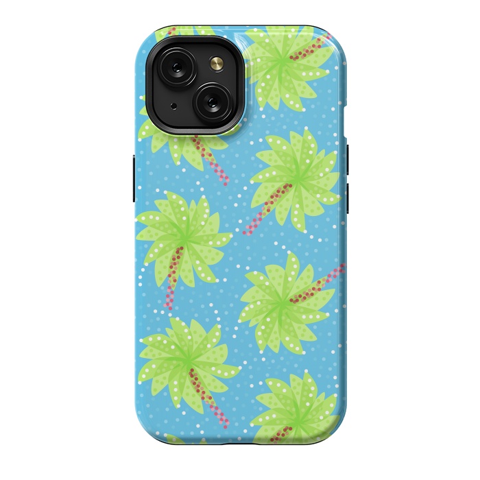 iPhone 15 StrongFit Abstract Flower-like Palm Trees Pattern by Boriana Giormova