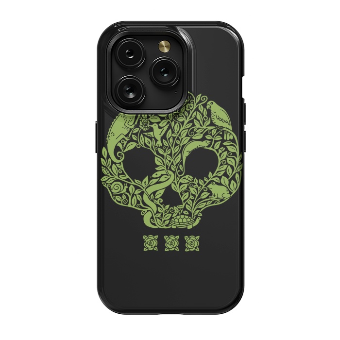 iPhone 15 Pro StrongFit Green Skull by Coffee Man