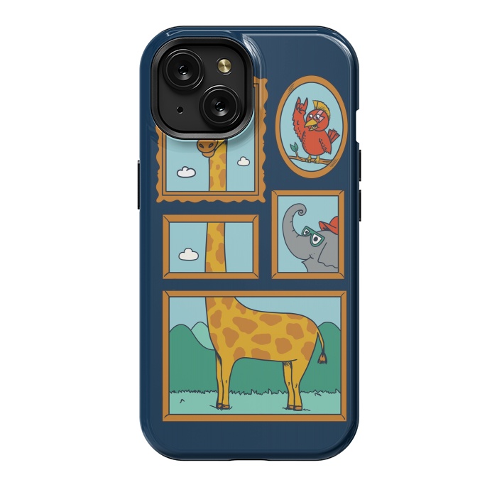 iPhone 15 StrongFit Portrait of Animals Blue by Coffee Man