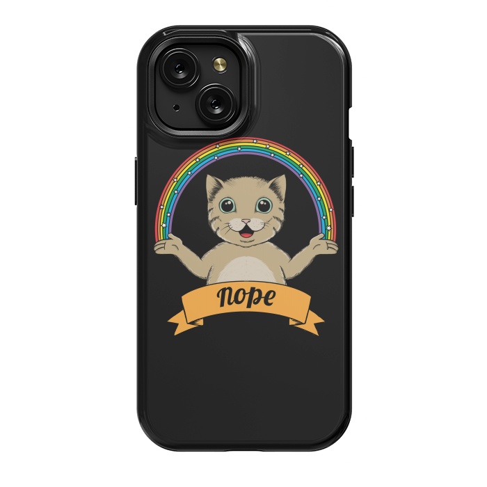 iPhone 15 StrongFit Cat nope Black by Coffee Man