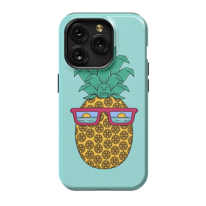 iPhone 15 Pro StrongFit Floral Pineapple by Coffee Man