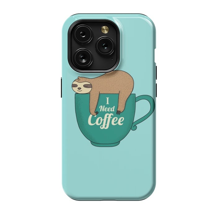 iPhone 15 Pro StrongFit I need Coffee green by Coffee Man