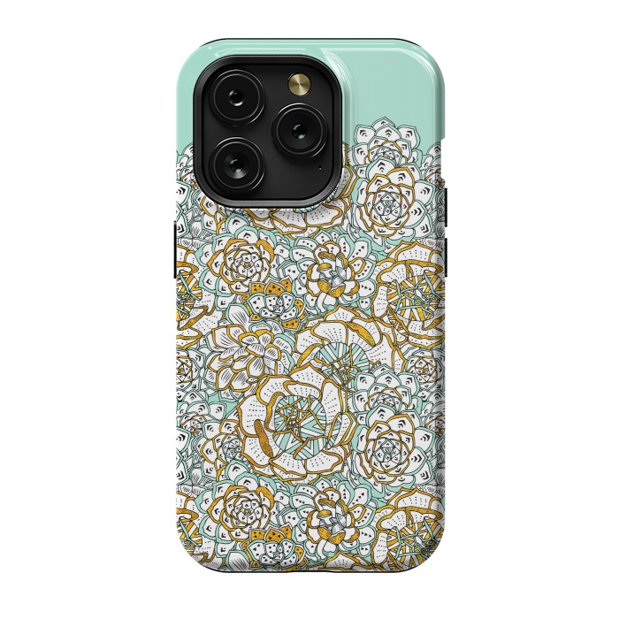 iPhone 15 Pro StrongFit Mint Succulents by Pom Graphic Design