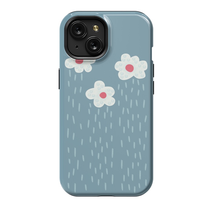 iPhone 15 StrongFit Beautiful Decorative Flowery Rain Clouds by Boriana Giormova