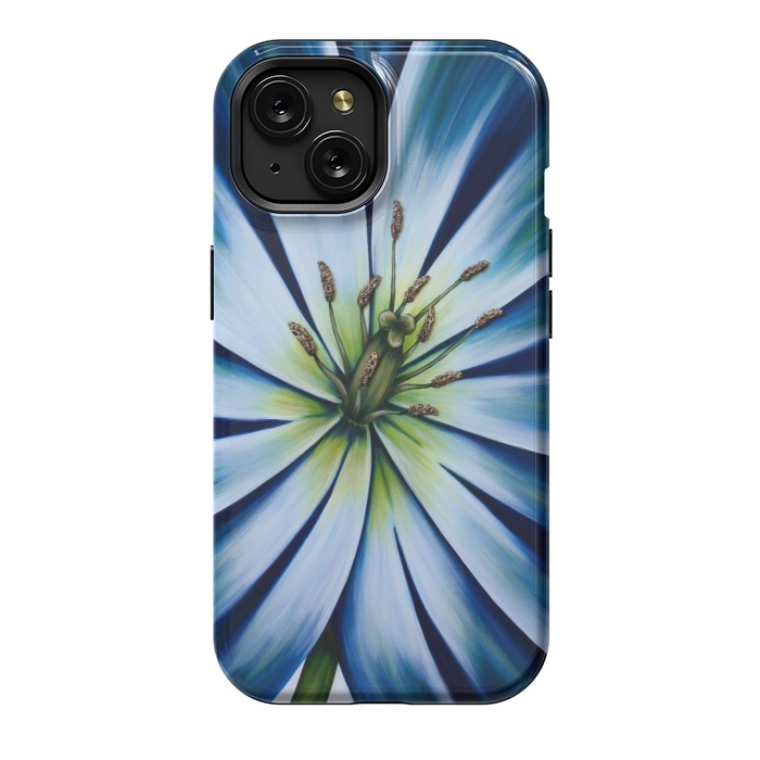 iPhone 15 StrongFit Blue Tulip Flower by Denise Cassidy Wood