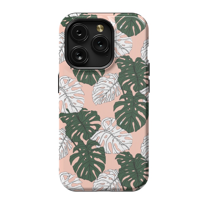iPhone 15 Pro StrongFit Hand drawing monstera pastel color by Mmartabc