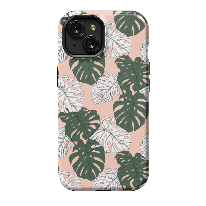 iPhone 15 StrongFit Hand drawing monstera pastel color by Mmartabc