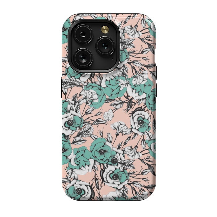 iPhone 15 Pro StrongFit Blue and pink floral by Mmartabc