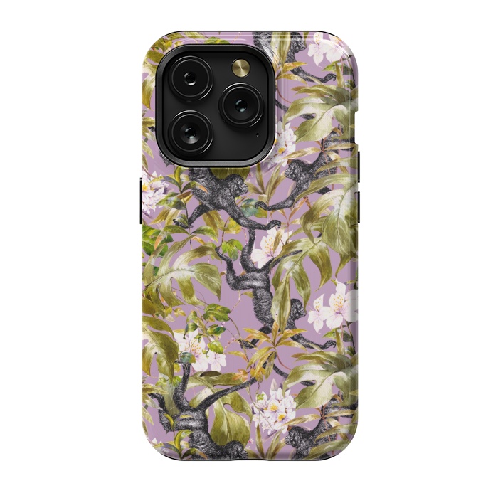 iPhone 15 Pro StrongFit Monkeys in the flowery jungle II by Mmartabc