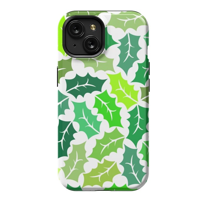 iPhone 15 StrongFit Green Leaves Pattern by Dhruv Narelia