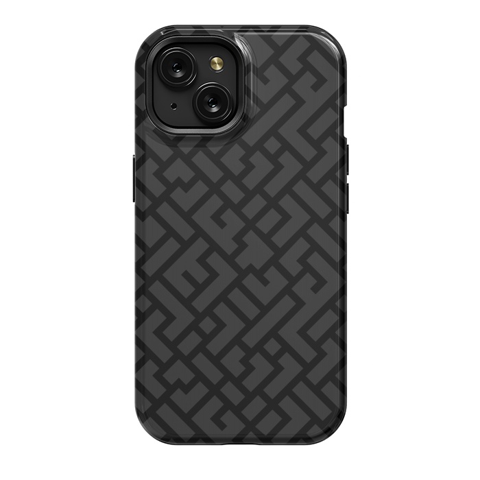 iPhone 15 StrongFit Black Labyrinth by Sitchko