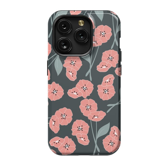 iPhone 15 Pro StrongFit Delicate Flowers Dark by Jelena Obradovic