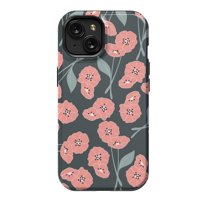 iPhone 15 StrongFit Delicate Flowers Dark by Jelena Obradovic