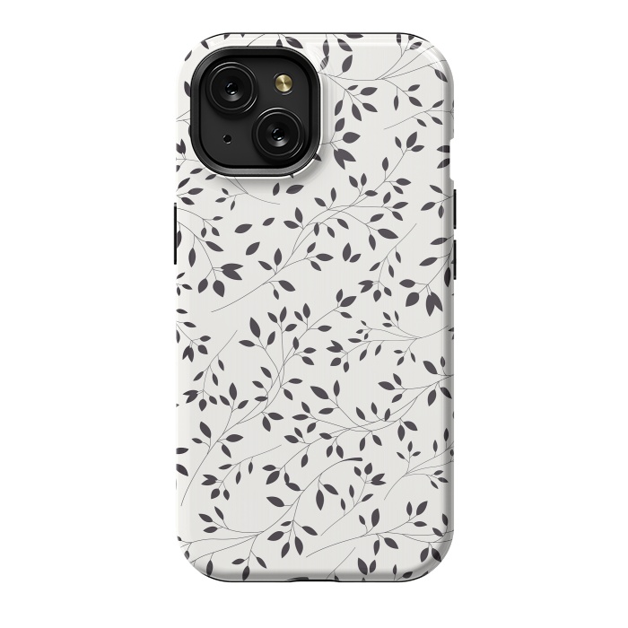 iPhone 15 StrongFit Delicate Floral B&W by Jelena Obradovic