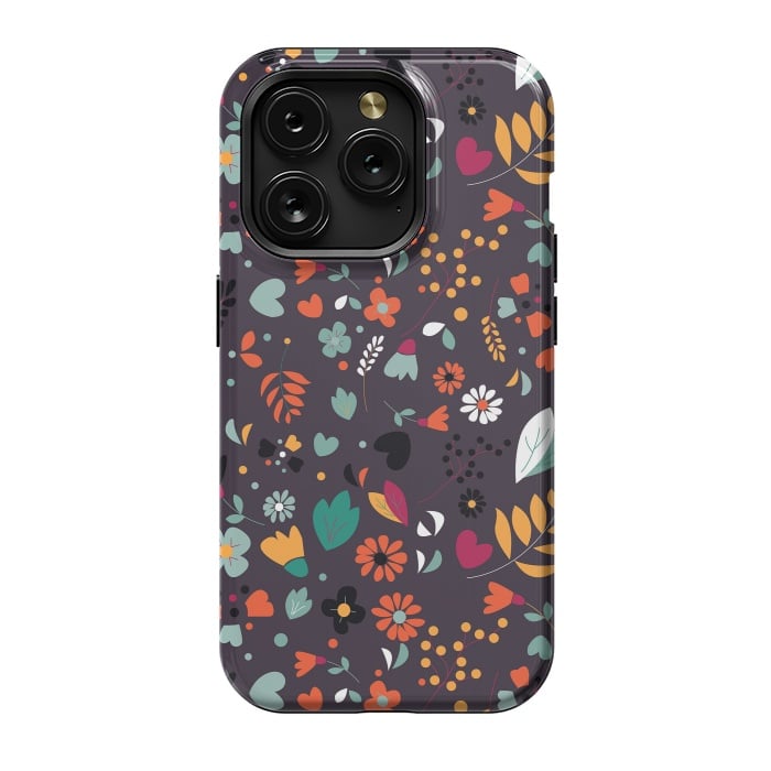 iPhone 15 Pro StrongFit Bohemian Floral Dark by Jelena Obradovic