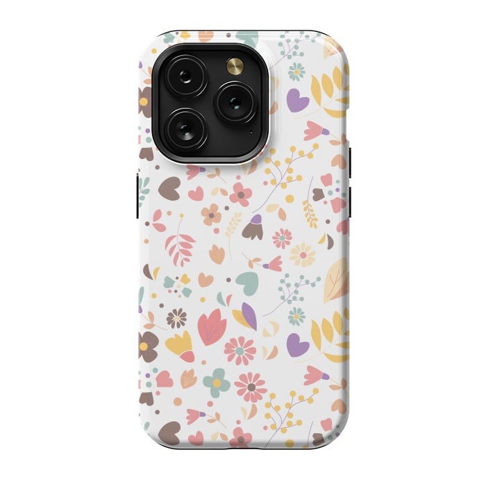 iPhone 15 Pro StrongFit Bohemian Floral White by Jelena Obradovic