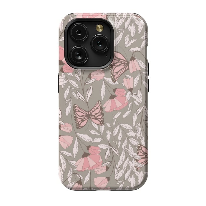 iPhone 15 Pro StrongFit Romantic Butterflies Gray by Jelena Obradovic