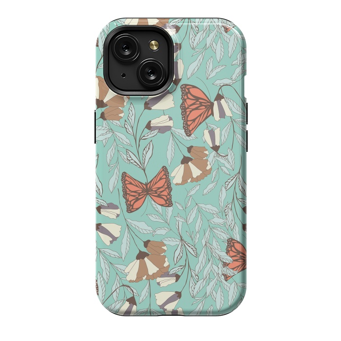 iPhone 15 StrongFit Romantic Butterflies Blue by Jelena Obradovic