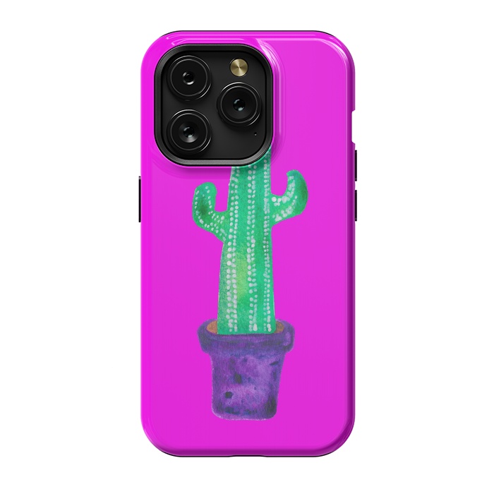iPhone 15 Pro StrongFit Purple Cacti by Amaya Brydon
