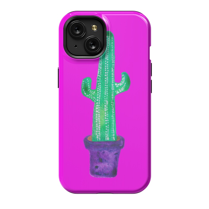 iPhone 15 StrongFit Purple Cacti by Amaya Brydon