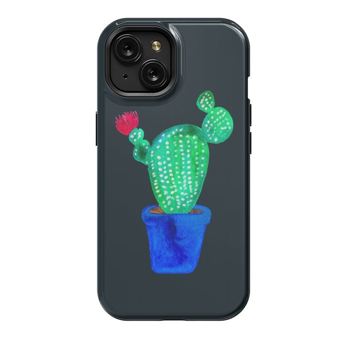iPhone 15 StrongFit Red Flower Cactus by Amaya Brydon