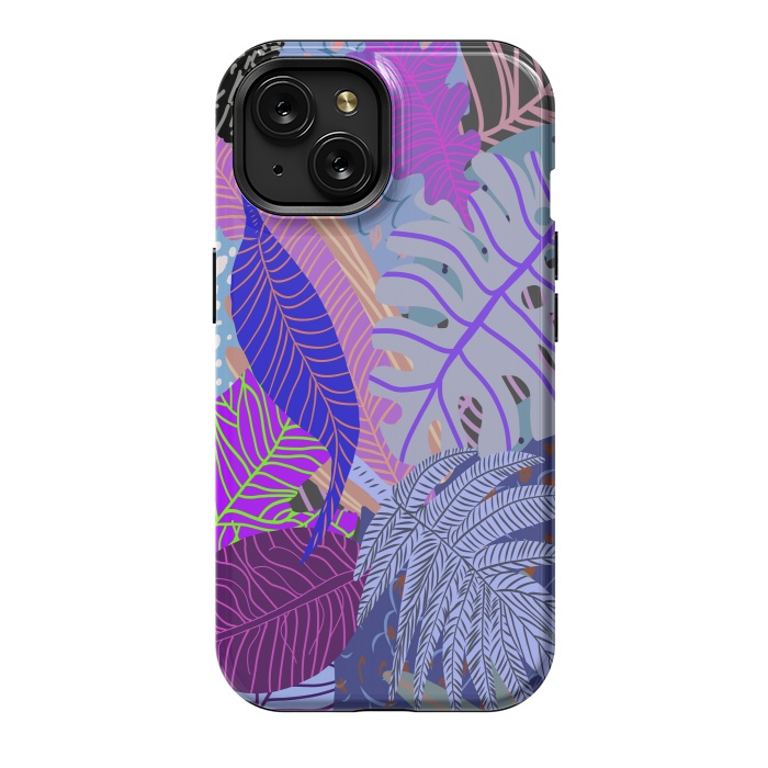 iPhone 15 StrongFit Ultraviolet Faded Nature Leaves by Notsniw
