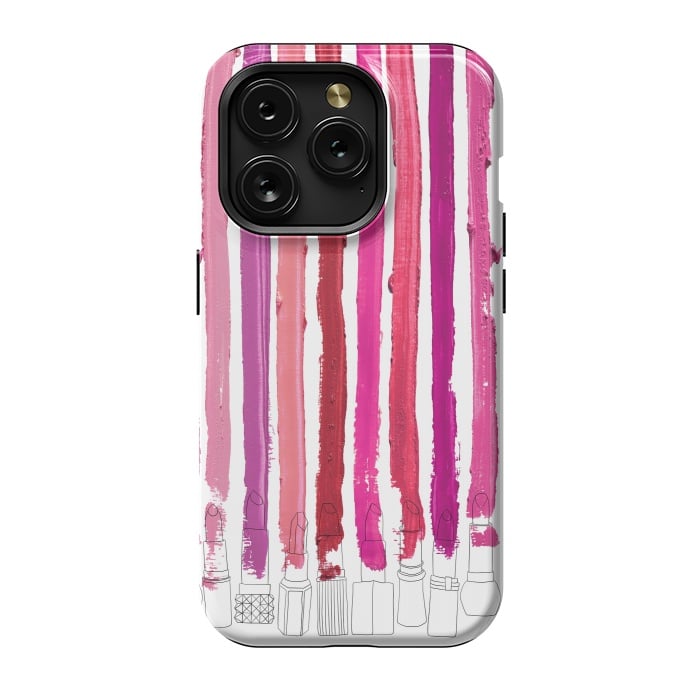 iPhone 15 Pro StrongFit Lipstick Stripes by Notsniw