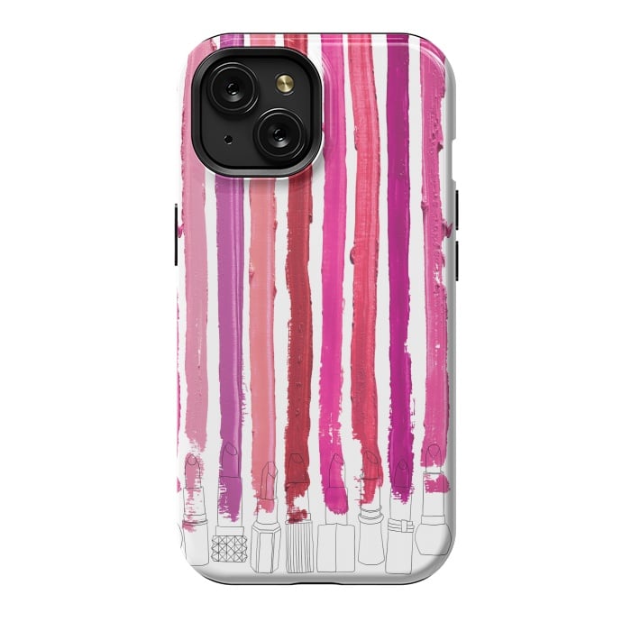iPhone 15 StrongFit Lipstick Stripes by Notsniw