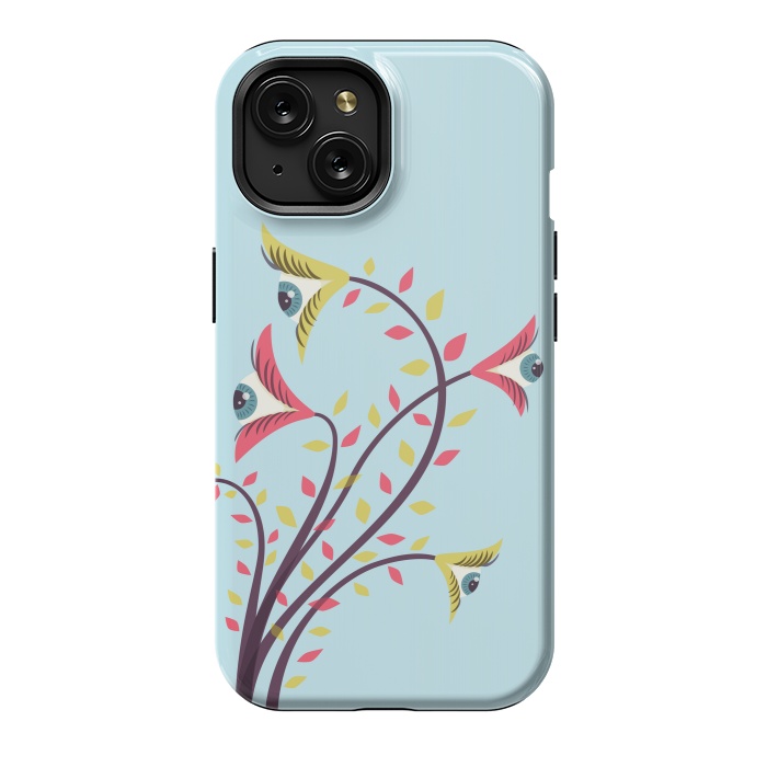 iPhone 15 StrongFit Weird Colorful Watching Eyes Flowers by Boriana Giormova