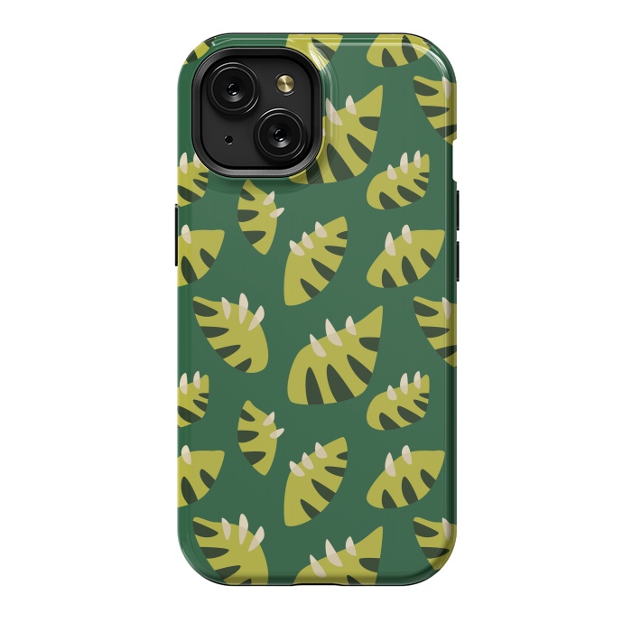 iPhone 15 StrongFit Clawed Abstract Green Leaf Pattern by Boriana Giormova