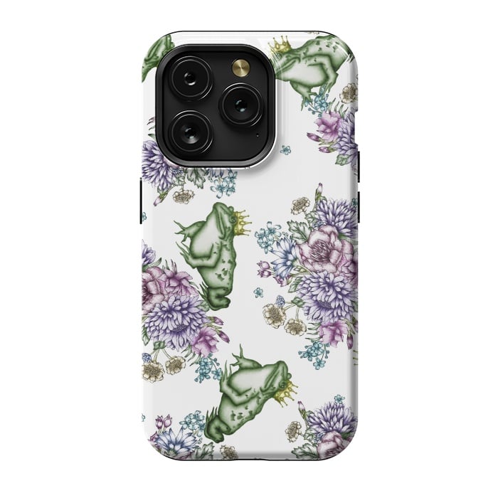 iPhone 15 Pro StrongFit Frog Prince Floral Pattern by ECMazur 