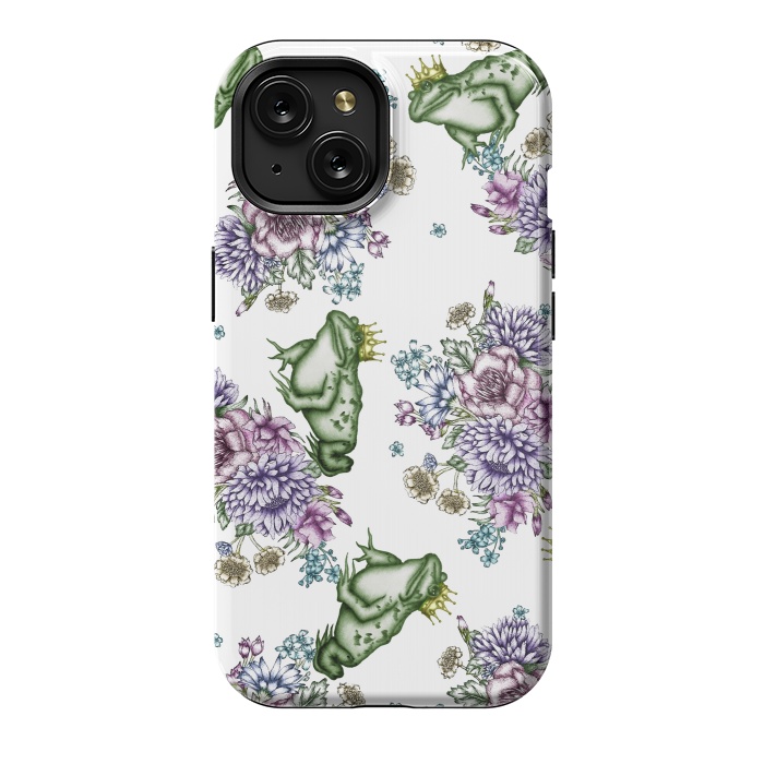 iPhone 15 StrongFit Frog Prince Floral Pattern by ECMazur 