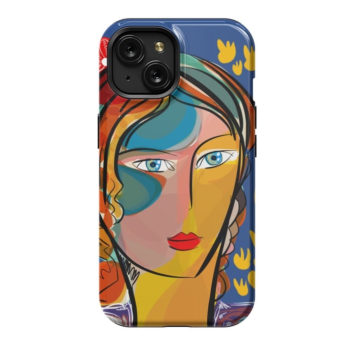 iPhone 15 StrongFit French Flower Pop Art Girl  by Emmanuel Signorino