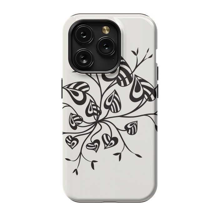 iPhone 15 Pro StrongFit Abstract Black And White Floral With Pointy Leaves by Boriana Giormova