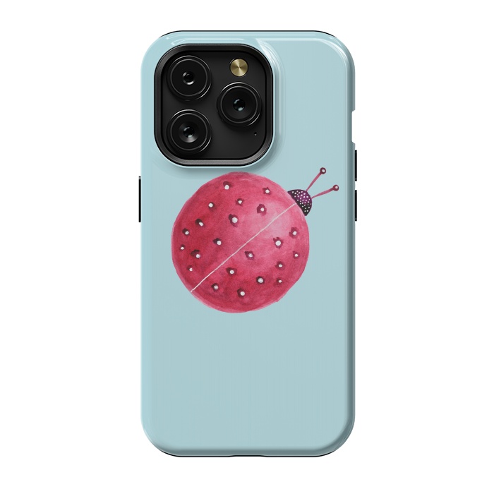 iPhone 15 Pro StrongFit Pretty Spherical Abstract Watercolor Ladybug by Boriana Giormova
