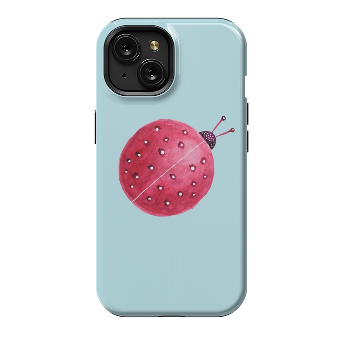 iPhone 15 StrongFit Pretty Spherical Abstract Watercolor Ladybug by Boriana Giormova